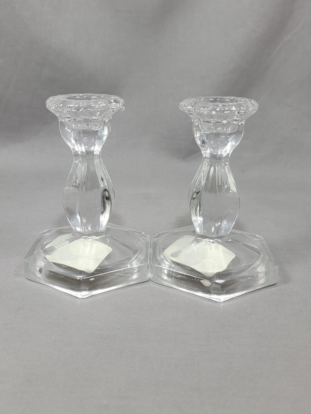 Fitz and Floyd Candlestick Peg Cup Holders Clear Glass Set of 2 Decorative
